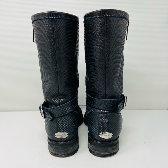 JIMMY CHOO**Python Black Biker Boots**EU 37 US 7 $1895 - Picture 7 of 10